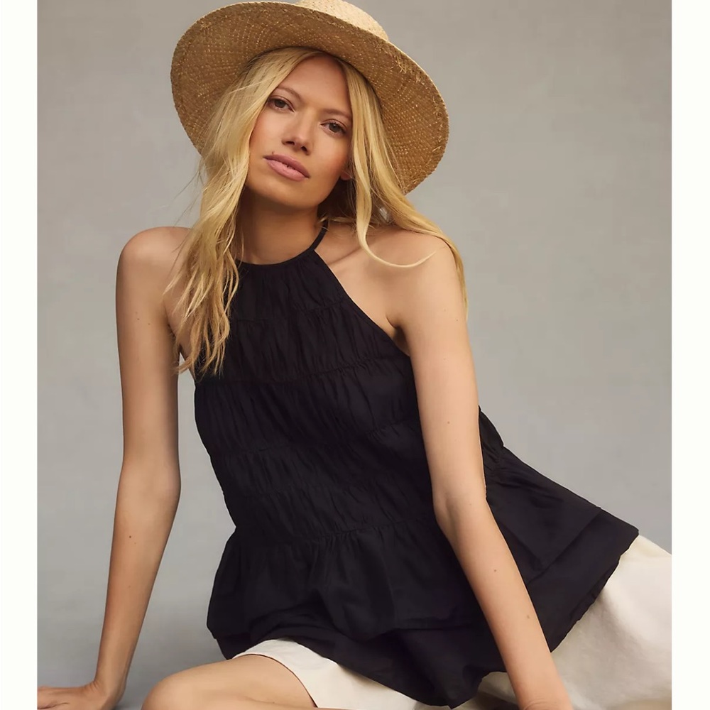 Anthropologie Black Halter Tank Top